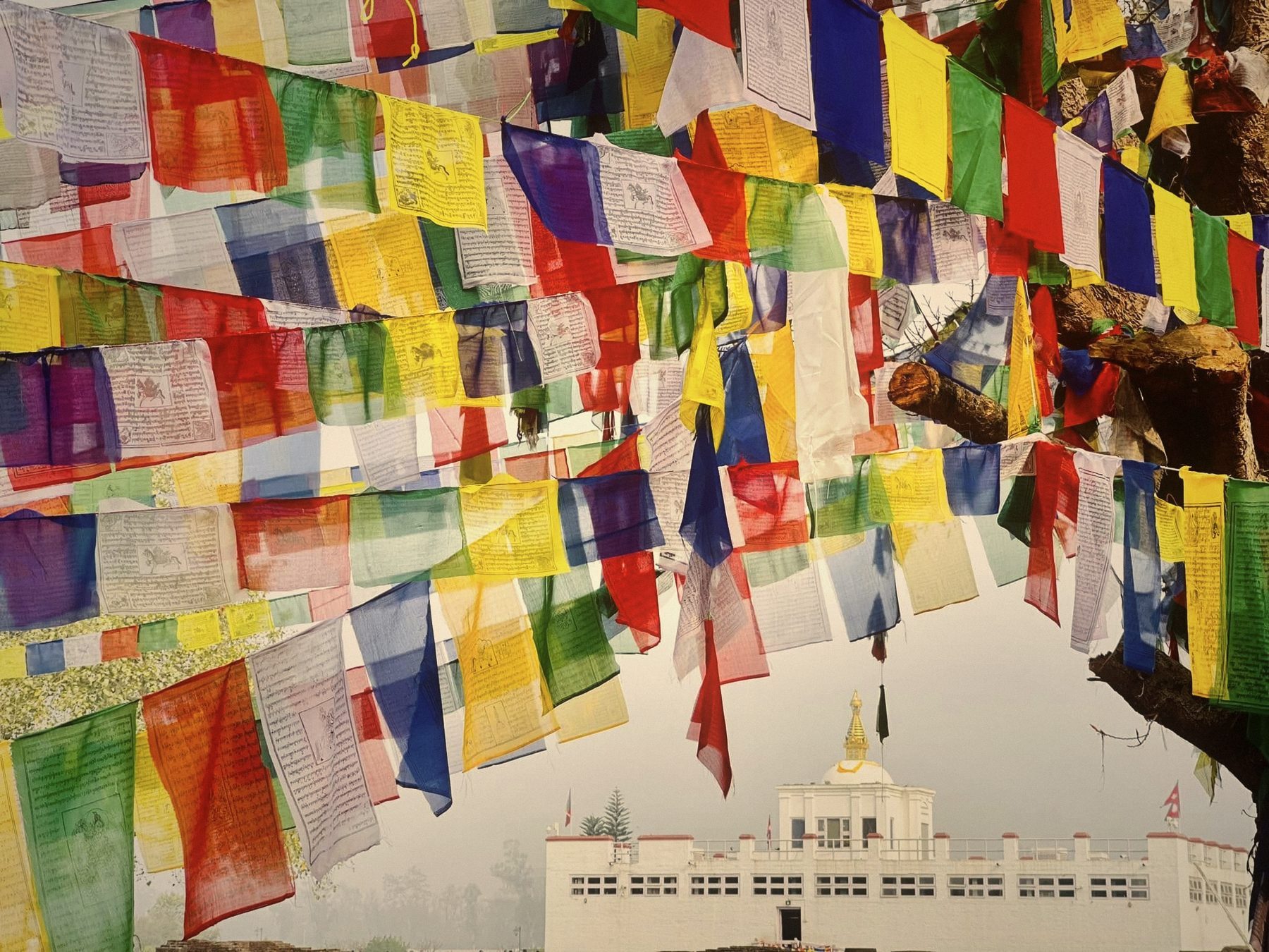 Cờ lungta trước đền Maya Devi, Lumbini
